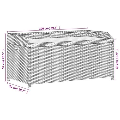 Opbevaringsbænk 100x50x52 cm polyrattan og akacietræ sort