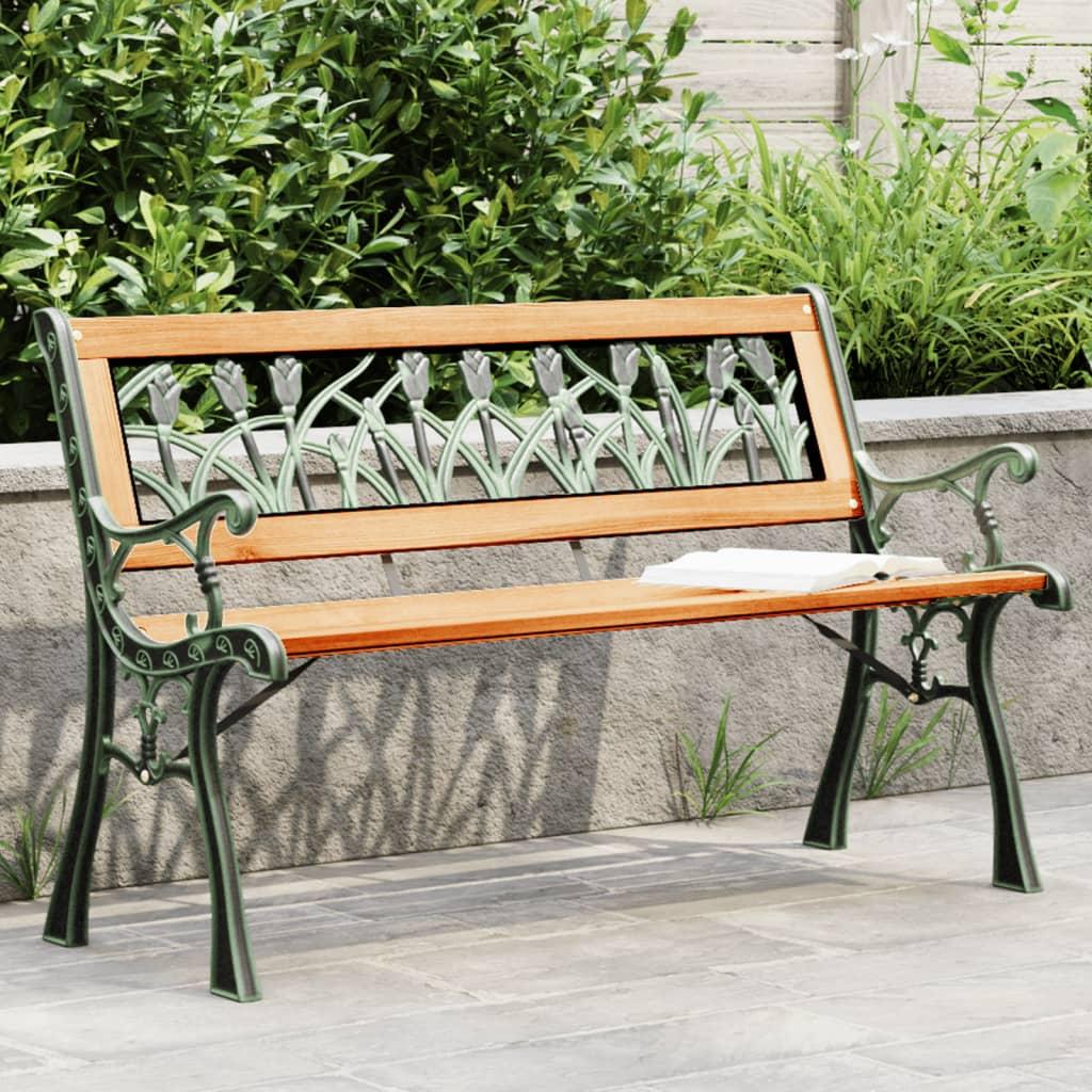 Havebænk 116 cm massivt grantræ og stål