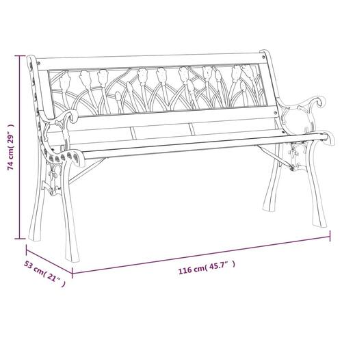 Havebænk 116 cm massivt grantræ og stål