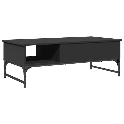 Sofabord 100x50x35 cm massivt konstrueret træ og metal sort