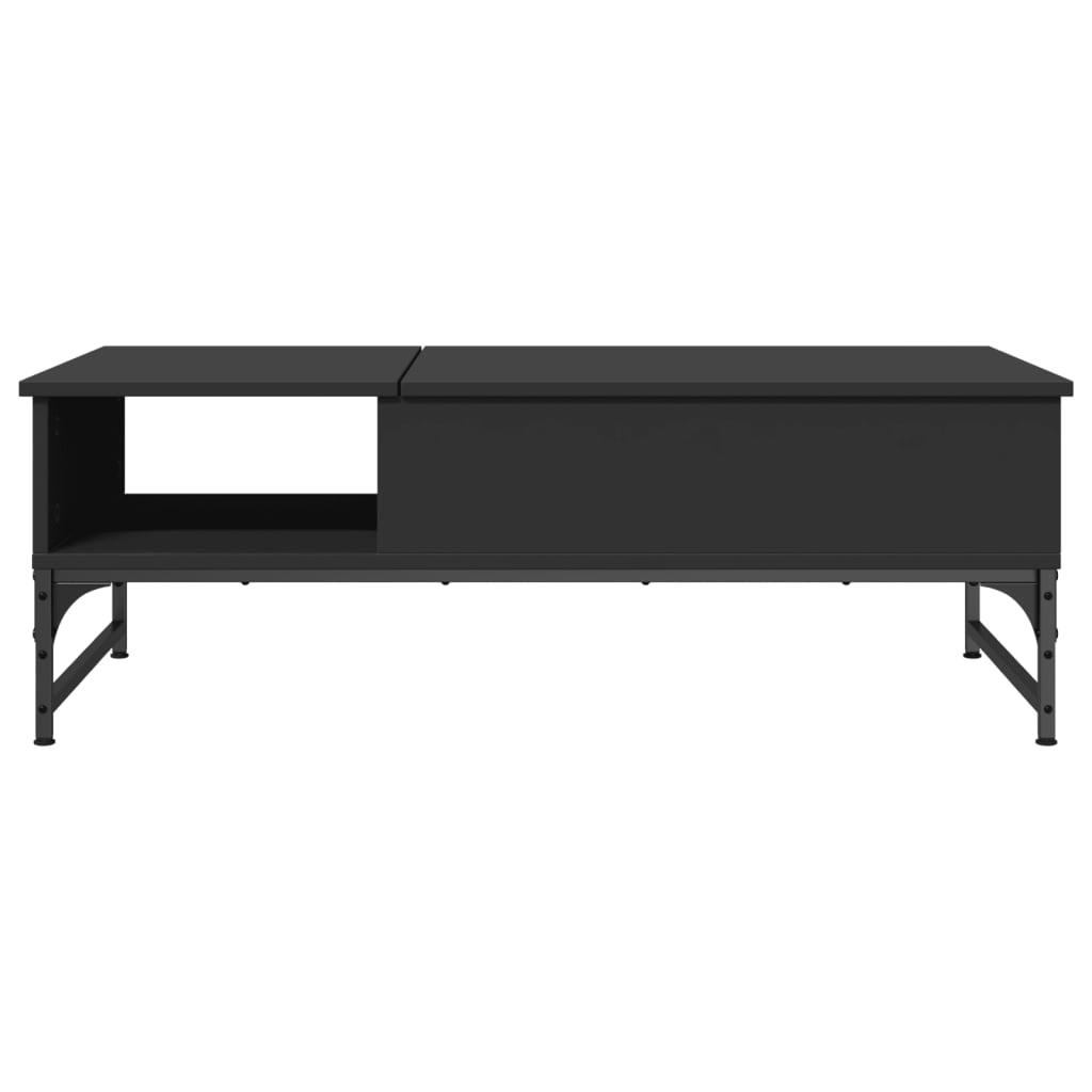 Sofabord 100x50x35 cm massivt konstrueret træ og metal sort