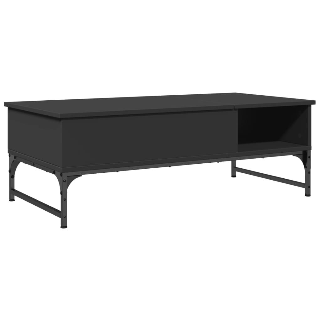 Sofabord 100x50x35 cm massivt konstrueret træ og metal sort