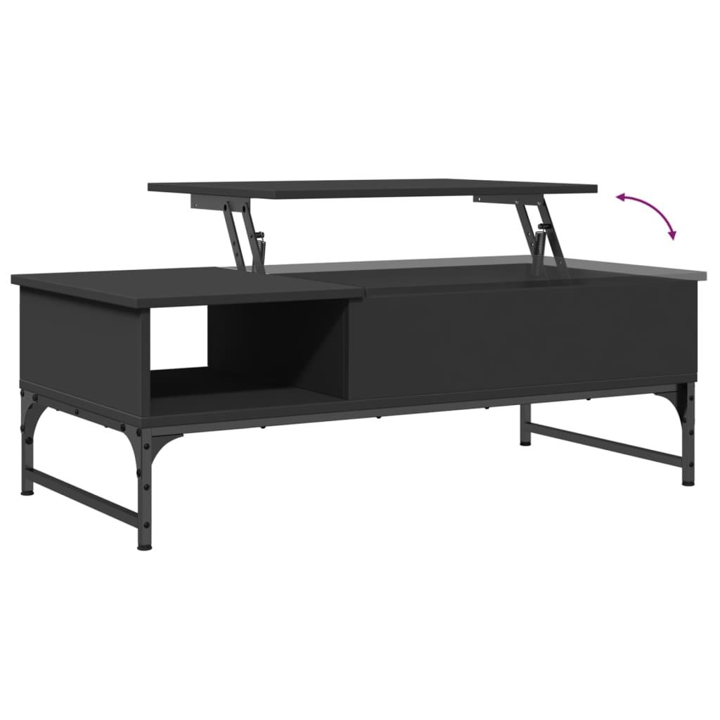 Sofabord 100x50x35 cm massivt konstrueret træ og metal sort