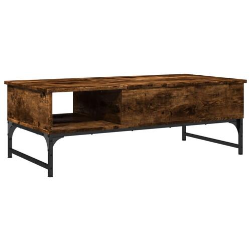 Sofabord 100x50x35 cm konstrueret træ og metal røget egetræ