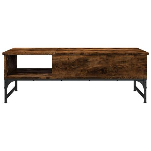 Sofabord 100x50x35 cm konstrueret træ og metal røget egetræ