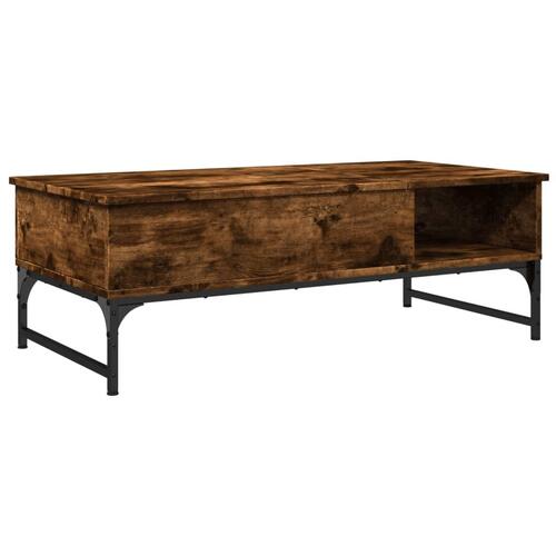 Sofabord 100x50x35 cm konstrueret træ og metal røget egetræ