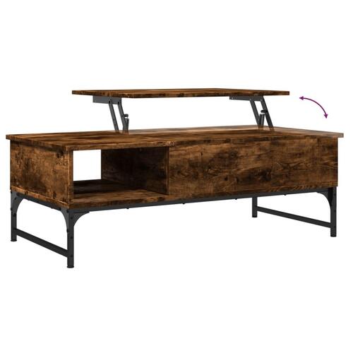 Sofabord 100x50x35 cm konstrueret træ og metal røget egetræ