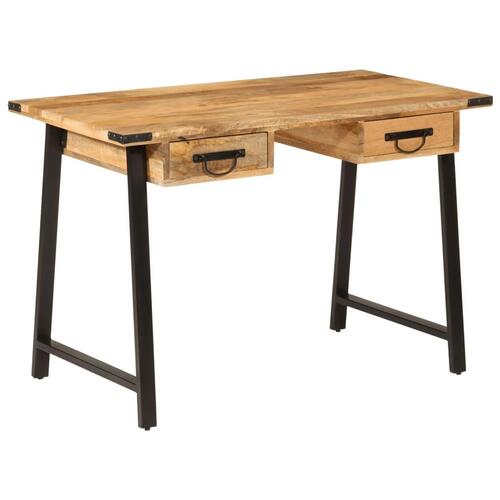 Skrivebord med skuffer 105x55x70 cm massivt mangotræ og jern