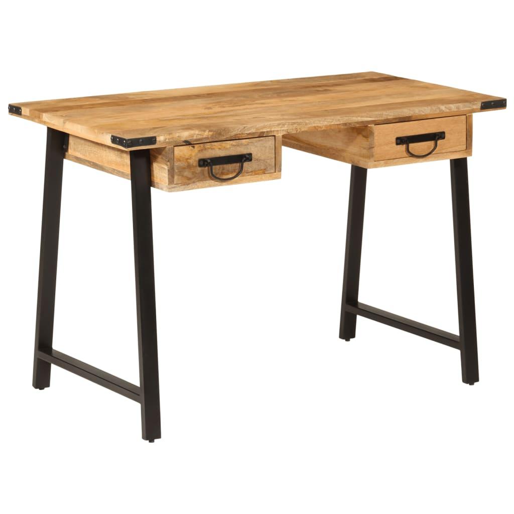 Skrivebord med skuffer 105x55x70 cm massivt mangotræ og jern