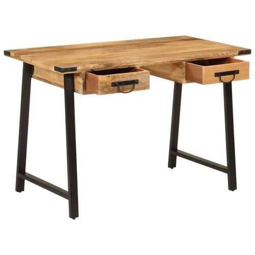 Skrivebord med skuffer 105x55x70 cm massivt mangotræ og jern
