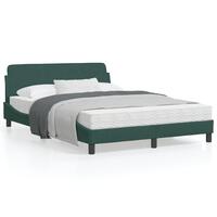 Sengeramme uden madras Mørkegrøn 140x190 cm Fløjl