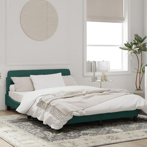 Sengeramme uden madras Mørkegrøn 140x190 cm Fløjl