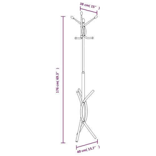 Stumtjener 176 cm pulverlakeret jern sort