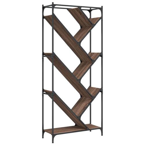 Bogreol 79x30x180 cm konstrueret træ og metal brunt eg