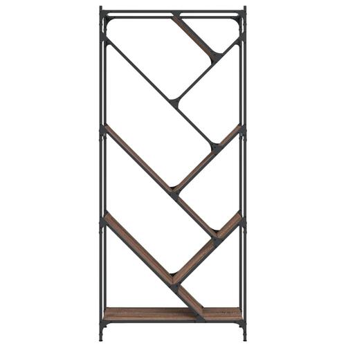 Bogreol 79x30x180 cm konstrueret træ og metal brunt eg