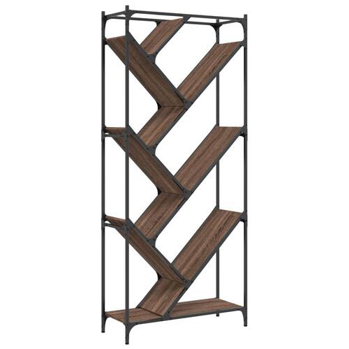 Bogreol 79x30x180 cm konstrueret træ og metal brunt eg