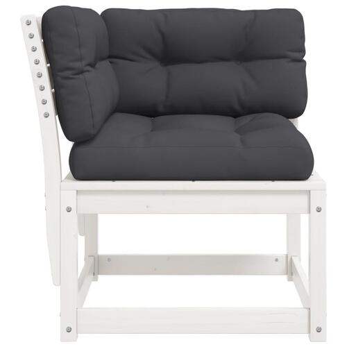 Hjørnemodul til havesofa 73x73x78 cm m. hynder massivt fyr hvid