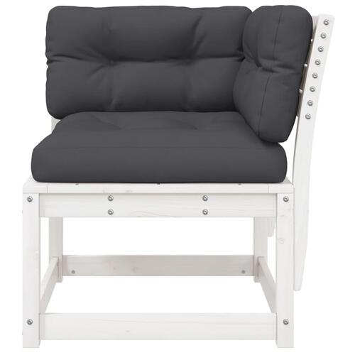 Hjørnemodul til havesofa 73x73x78 cm m. hynder massivt fyr hvid