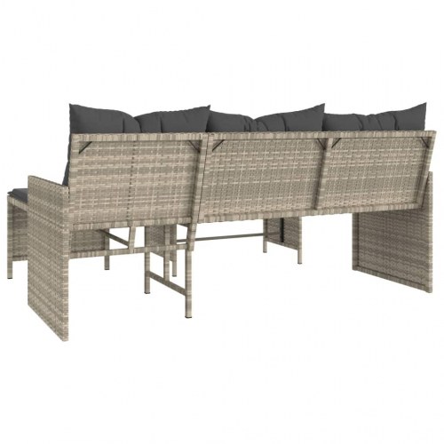 Havesofa med bord og hynder, L-formet - lysegrå