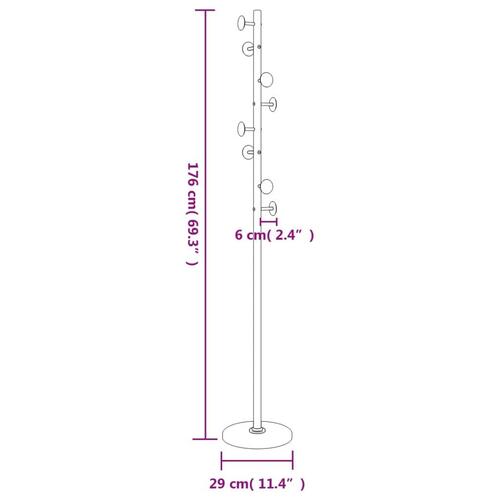 Stumtjener 176 cm pulverlakeret jern sort