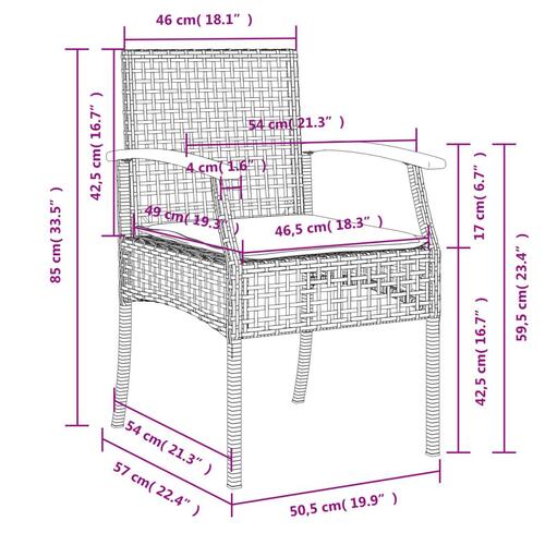 Spisebordssæt til haven 7 dele med hynder polyrattan beige