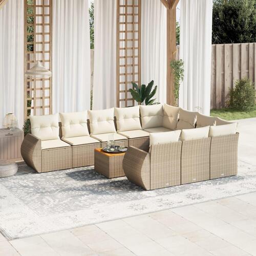 Sofasæt til haven 11 dele med hynder polyrattan beige