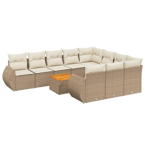 Sofasæt til haven 11 dele med hynder polyrattan beige