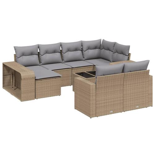 Sofasæt til haven 11 dele med hynder polyrattan beige