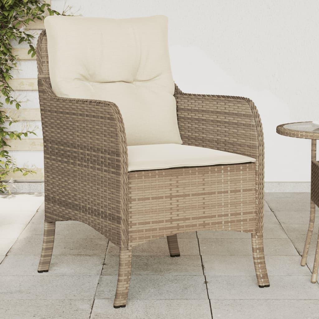 Havestole med hynder 2 stk. polyrattan beige
