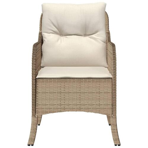 Havestole med hynder 2 stk. polyrattan beige