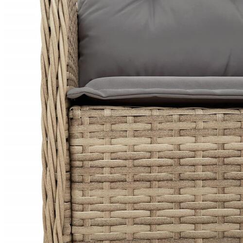 Spisebordssæt til haven 3 dele med hynder polyrattan beige