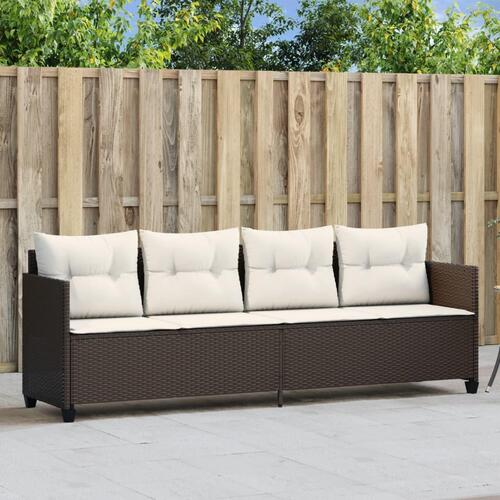 Loungesofa med hynder polyrattan brun