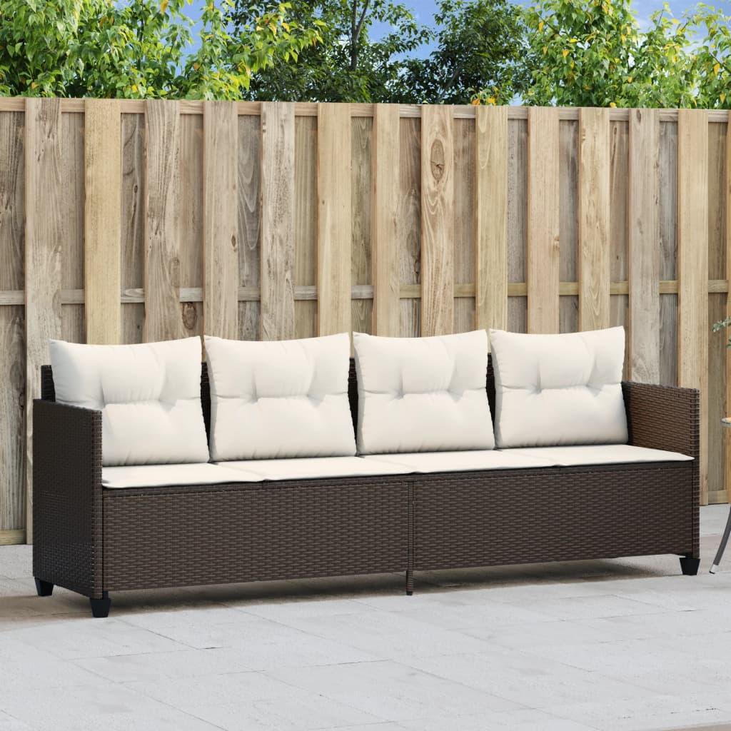 Loungesofa med hynder polyrattan brun