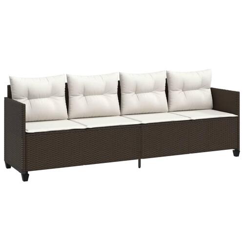 Loungesofa med hynder polyrattan brun