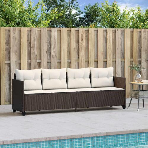 Loungesofa med hynder polyrattan brun