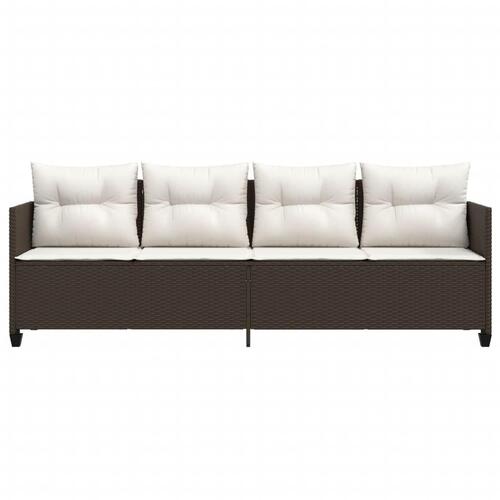 Loungesofa med hynder polyrattan brun