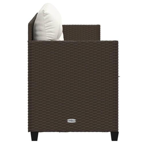 Loungesofa med hynder polyrattan brun