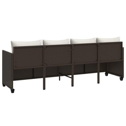 Loungesofa med hynder polyrattan brun
