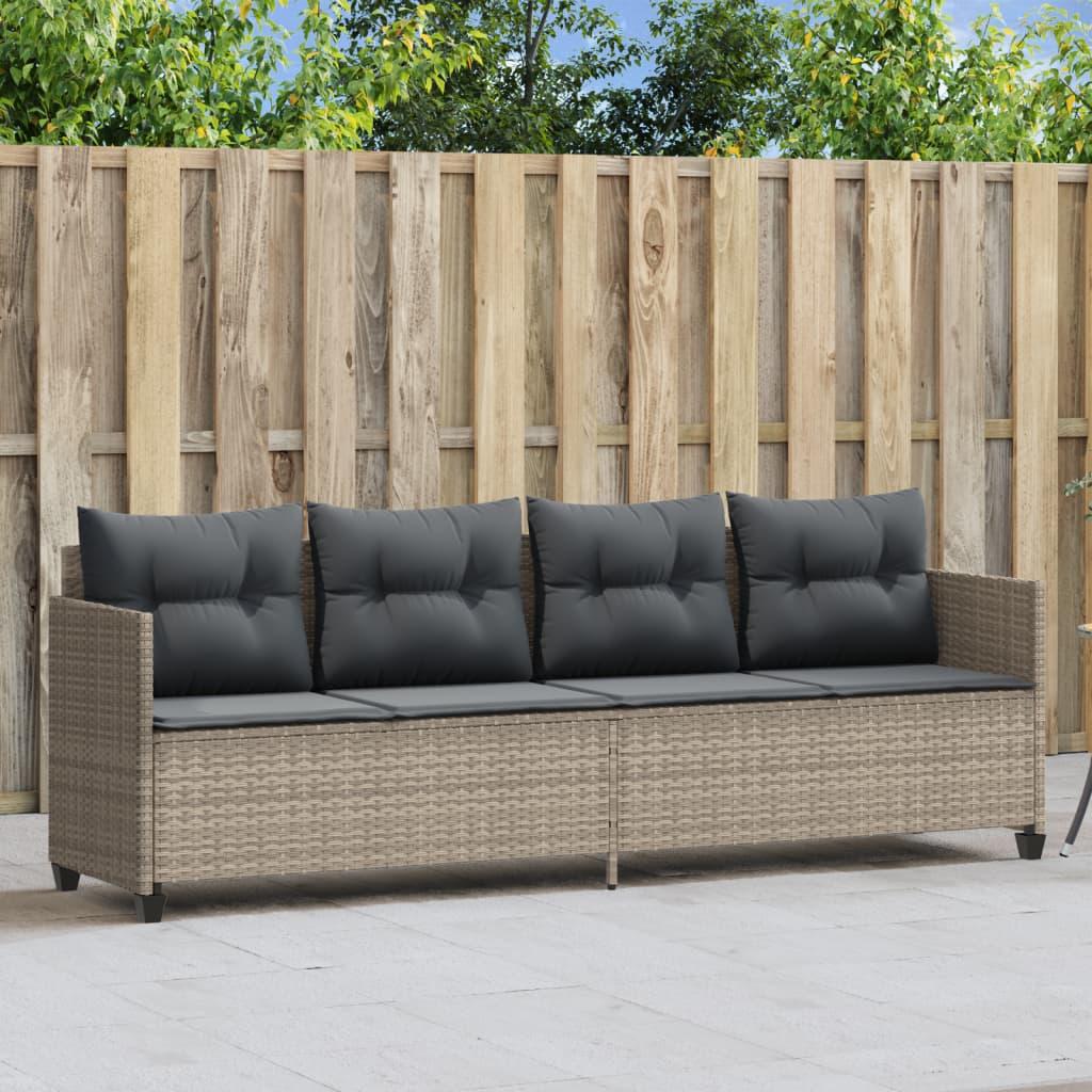 Loungesofa med hynder polyrattan lysegrå