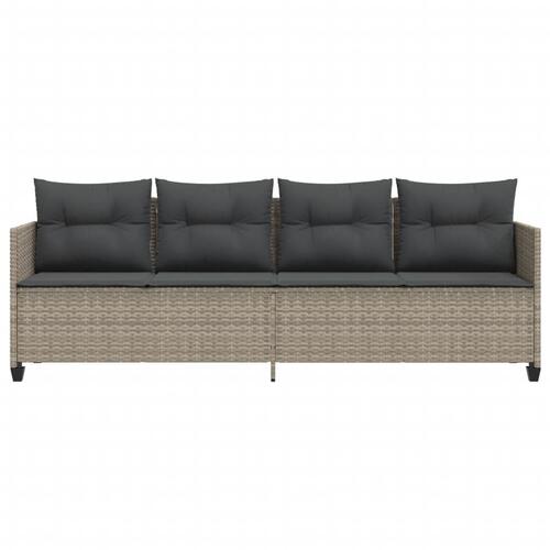 Loungesofa med hynder polyrattan lysegrå