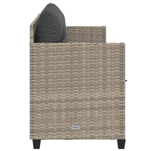 Loungesofa med hynder polyrattan lysegrå