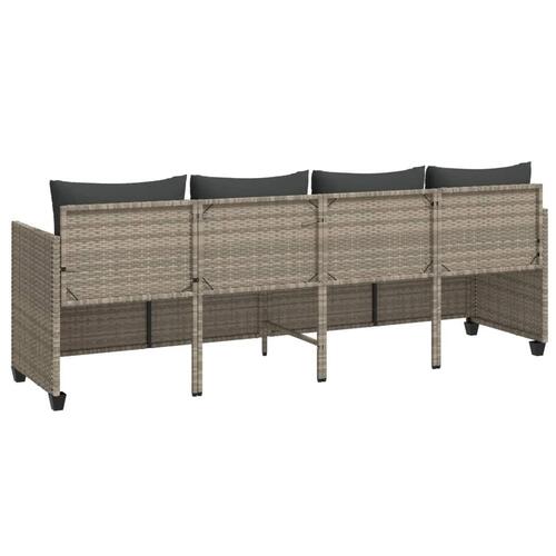 Loungesofa med hynder polyrattan lysegrå