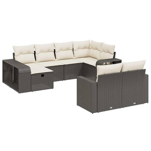 Sofasæt til haven 10 dele med hynder polyrattan sort