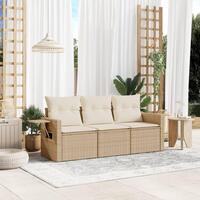 Sofasæt til haven 3 dele med hynder polyrattan beige