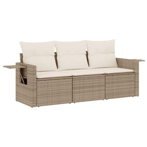 Sofasæt til haven 3 dele med hynder polyrattan beige