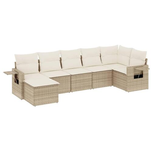 Sofasæt til haven 7 dele med hynder polyrattan beige