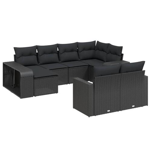Sofasæt til haven 10 dele med hynder polyrattan sort