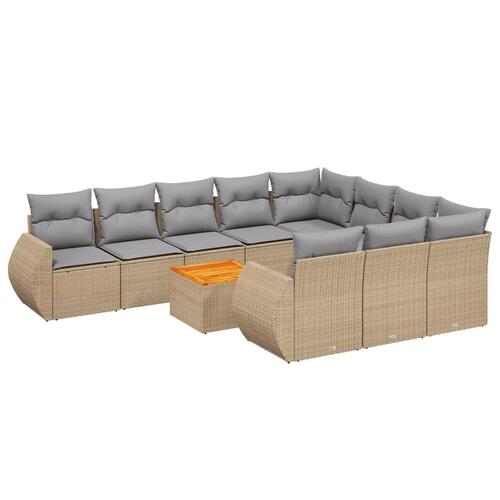 Sofasæt til haven 11 dele med hynder polyrattan beige