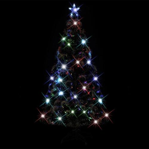Kunstigt juletræ med fod og LED-lys 150 cm fiberoptisk