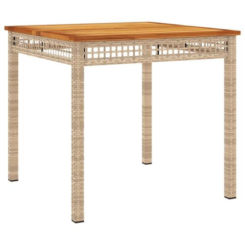 Spisebordssæt til haven 3 dele med hynder polyrattan beige